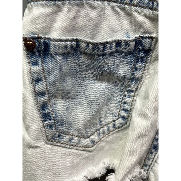 Tinseltown Denim Acid Washed‎ Bib Overall Jean Shorts Shortalls Womens XS - Picture 6 of 6